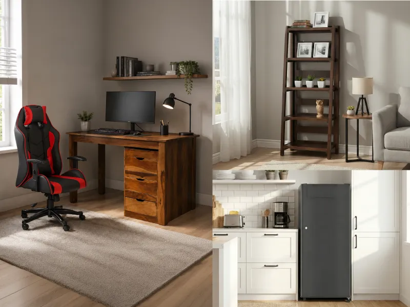 Alexa Gaming Study Combo With Hugo Bookshelf And Single Door Fridge